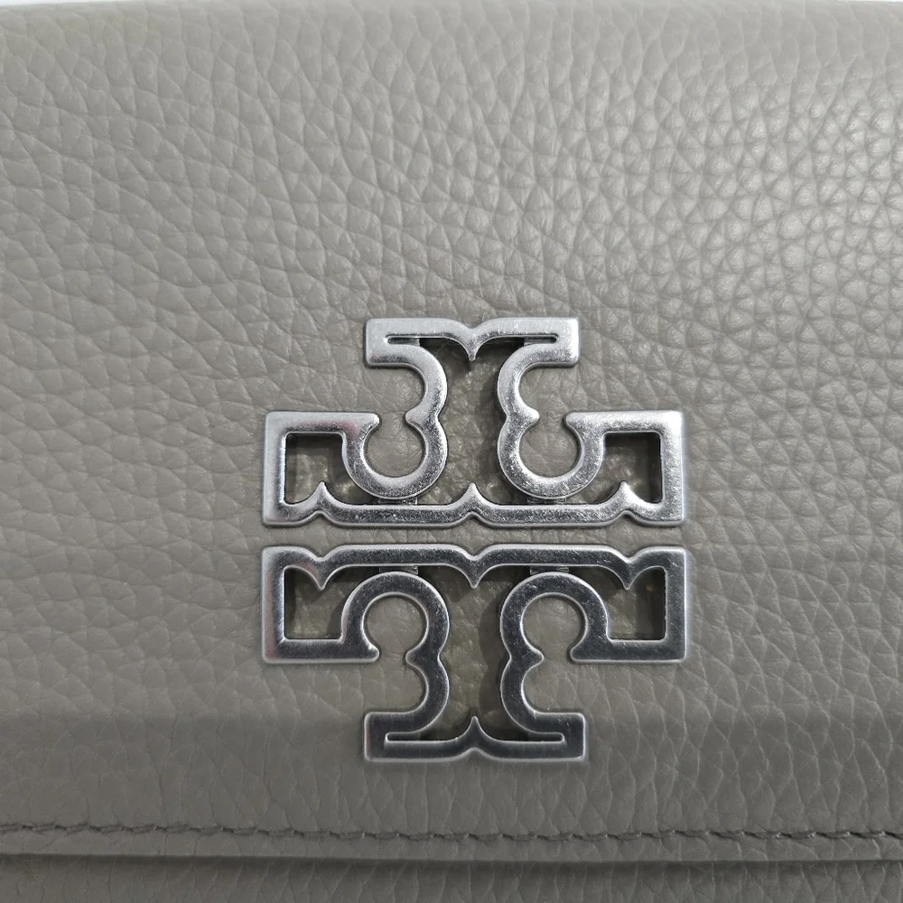 Tory Burch Britten Gray Leather Wristlet Wallet